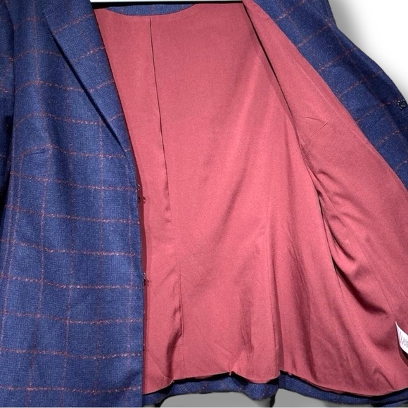 💙 Talbots Navy Wool Blend Windowpane Blazer – Size 12 New - Picture 4 of 9